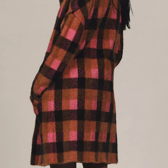 NVLT Checked Plaid Double Breasted Coatigan Jacket Coat Cardigan - Picture 4 of 13